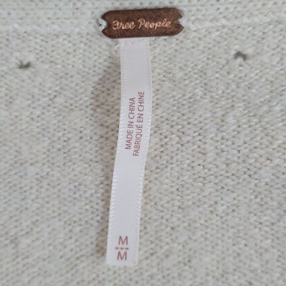 Free People Beige Plunge Long Sleeve Side Slits Maxi Sweater Dress Size Medium M - Picture 3 of 15